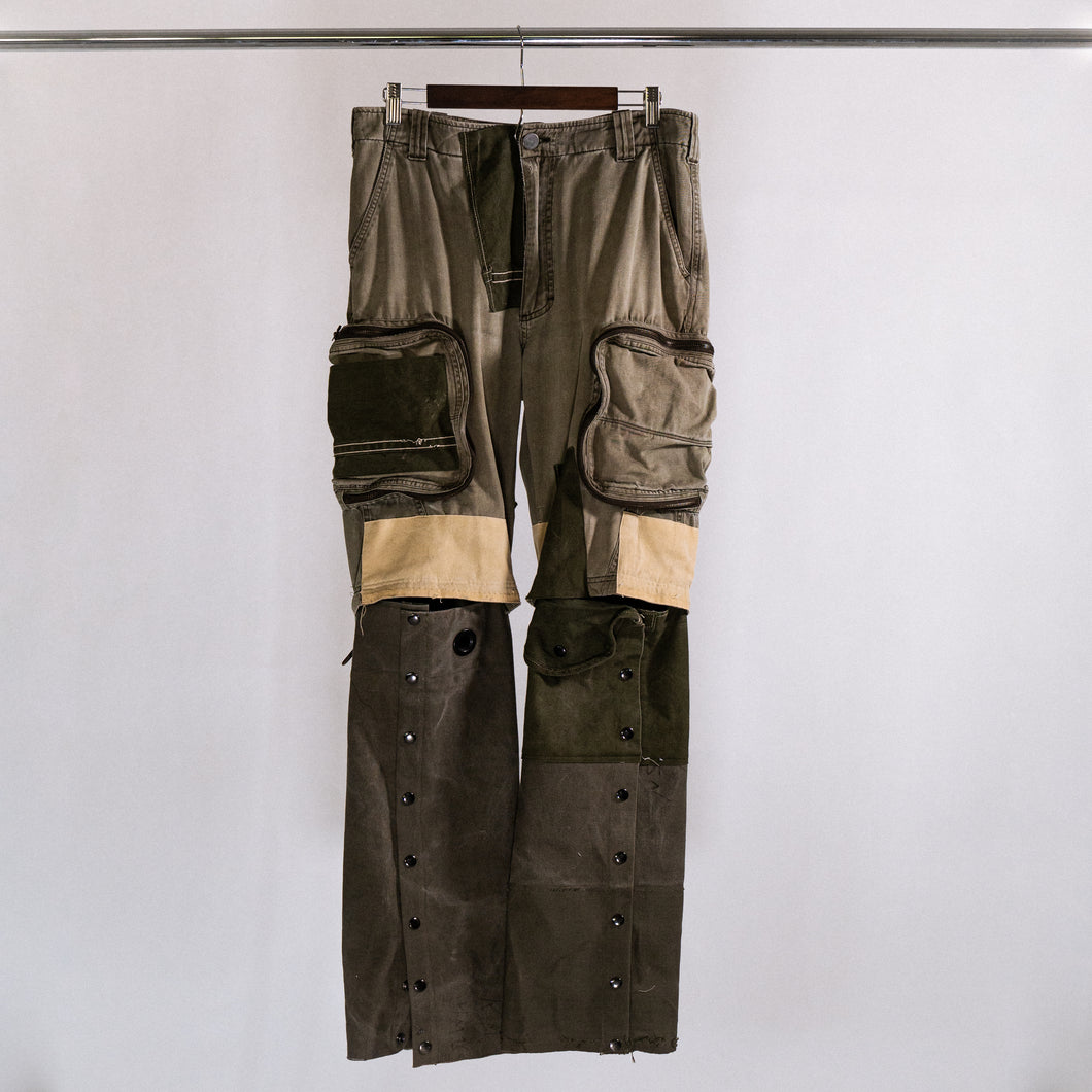 Patchwork cargo snapper pant